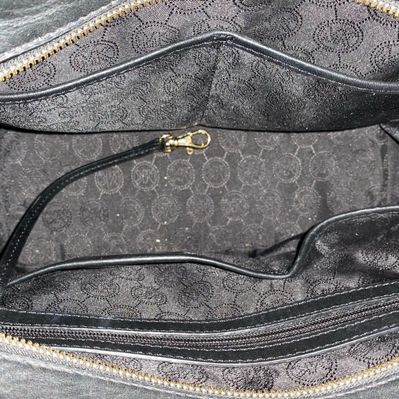Michael Kors Hamilton Traveler Black Leather Handbag with Gold Hardware